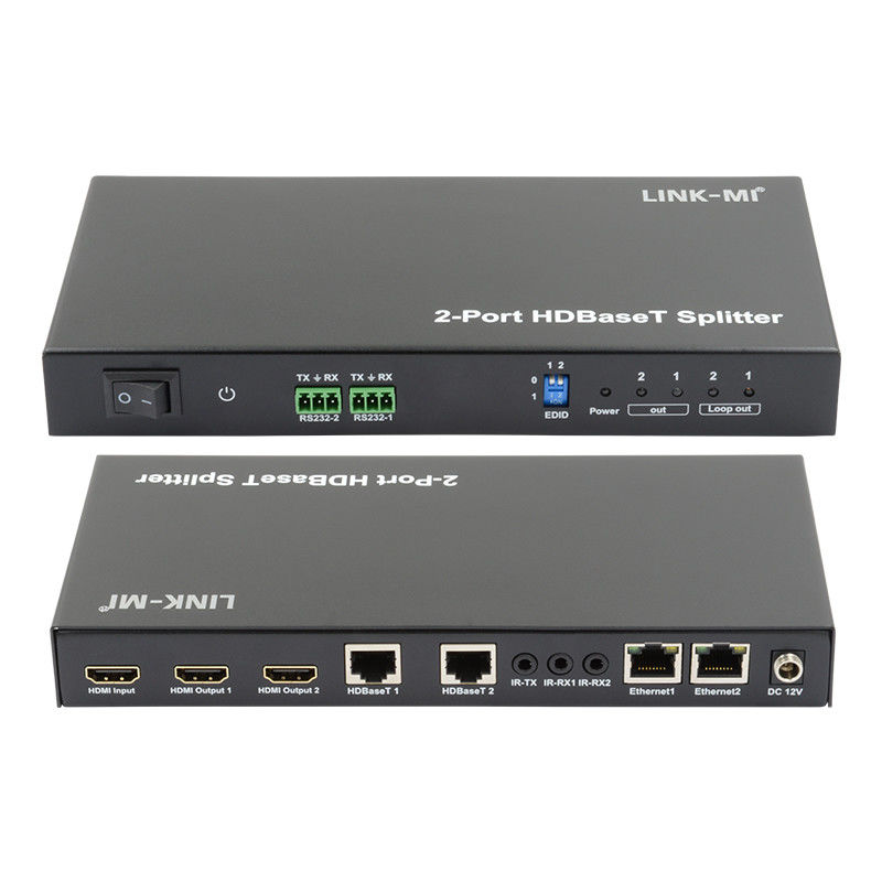 100m 1x2 HDBaseT Splitter dengan HDCP2.2 Compliance POC Ethernet dan RS232 Pass Through