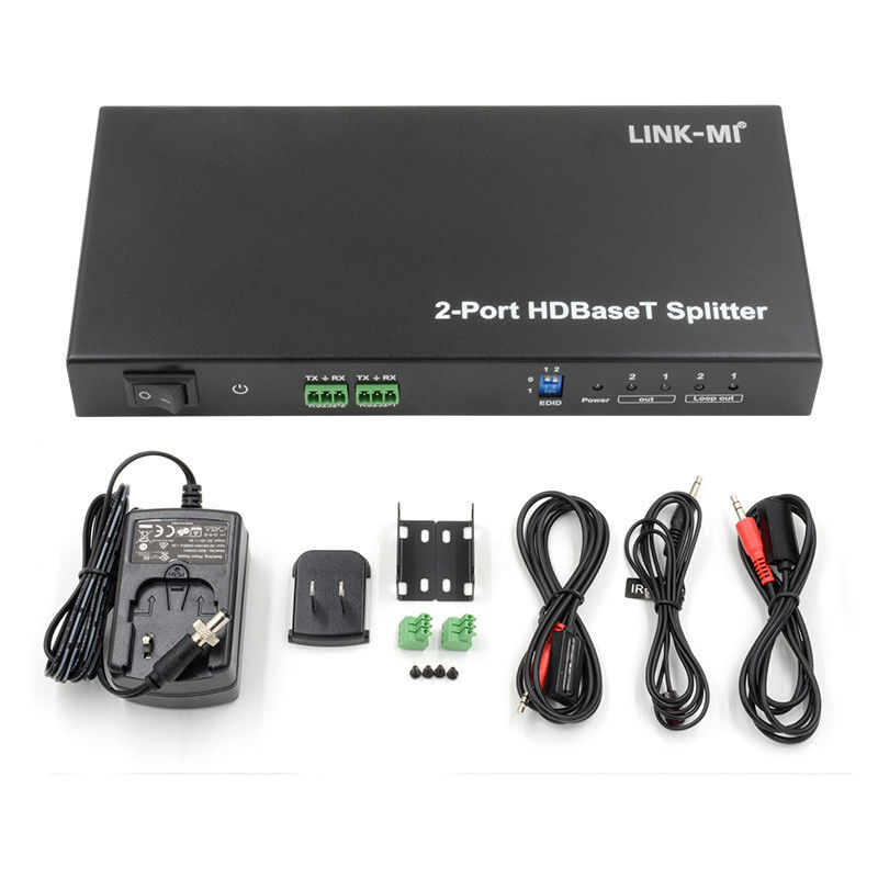100m 1x2 HDBaseT Splitter dengan HDCP2.2 Compliance POC Ethernet dan RS232 Pass Through
