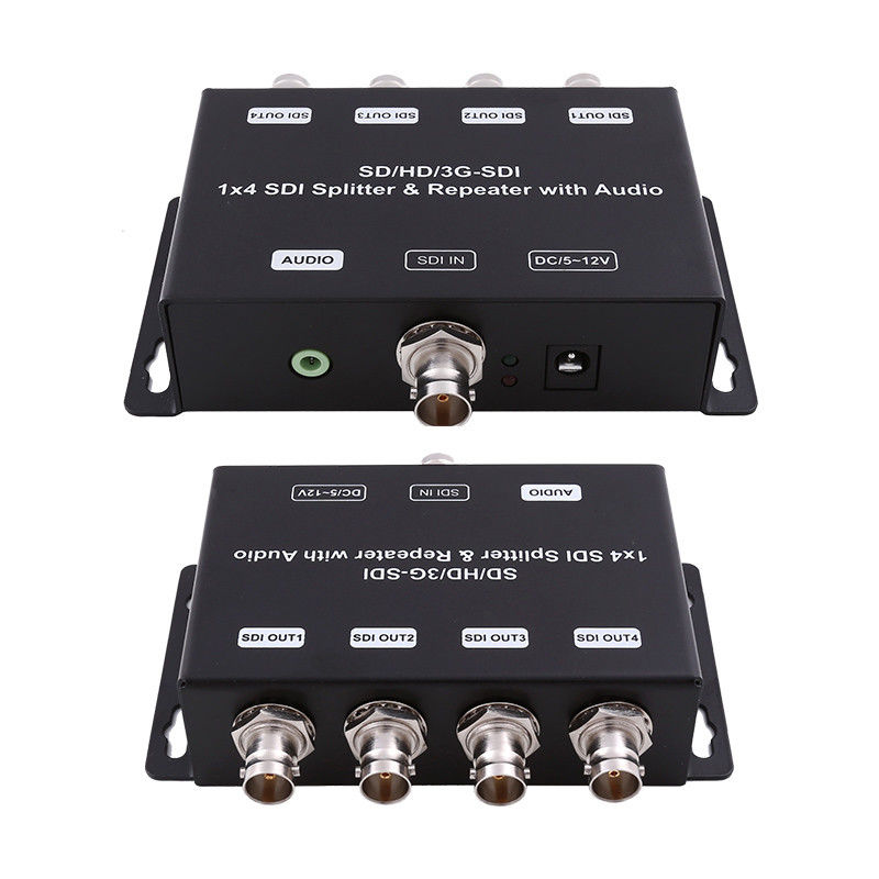 HD/SD-SDI 1 sampai 4 Distribusi Amplifier Repeater dengan Audio 75 ohm Output Impedansi