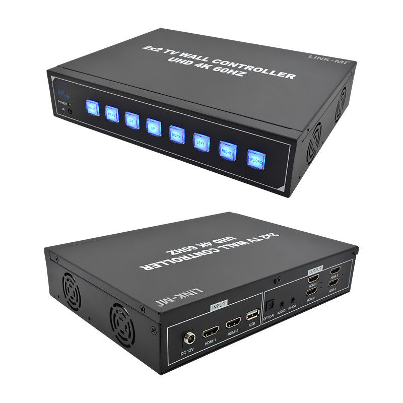 4K60 2x2 Video Wall Controller Untuk 4 TV Splicing Dukungan 1x2 1x3 1x4 4x1 3x1 2x1 UHD TV Wall Processor