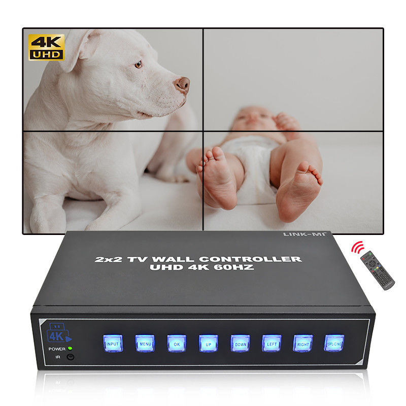 2 x HDMI In 4K Video Wall Controller dengan Dukungan USB 2x2 1x4 1x3 1x2 4K60Hz Splicing Box untuk Iklan