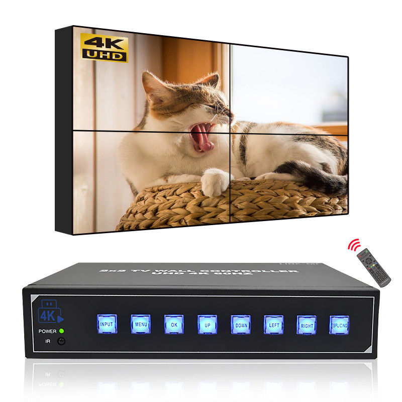 4K 2X2 Video Wall Controller untuk Ruang Kontrol 1X4 Video Wall Display 3.5mm Audio Output