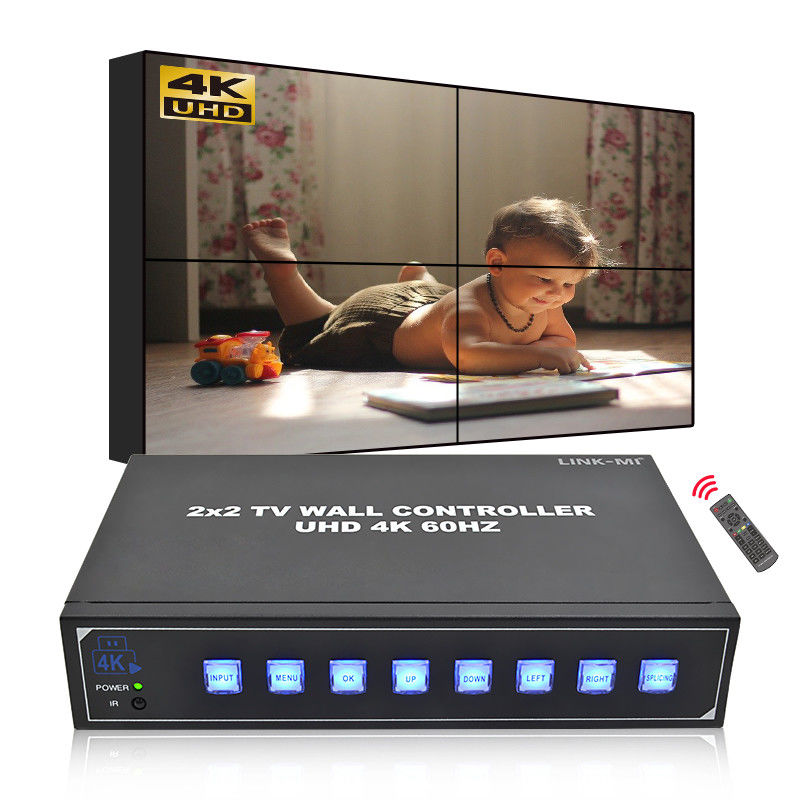 4 TV 4K Video Wall Processor Mendukung 180° Rotasi Max 3840*2160 Resolusi Input 60Hz