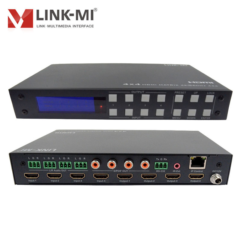 4K 4x4 HDMI Matrix HDMI 2.0b Matrix dengan HDCP 2.2 dan DCI-P3/Rec.2020 Color Space Support
