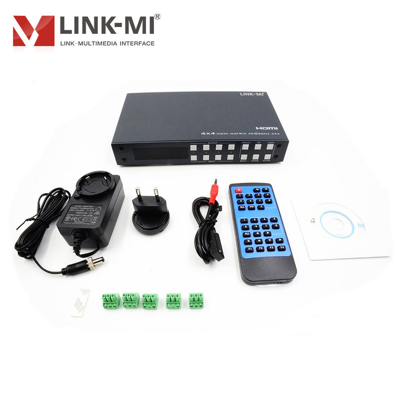 4K 4x4 HDMI Matrix HDMI 2.0b Matrix dengan HDCP 2.2 dan DCI-P3/Rec.2020 Color Space Support