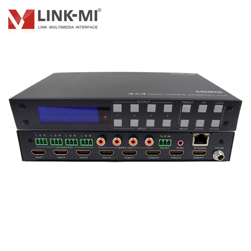 4K 4x4 HDMI Matrix HDMI 2.0b Matrix dengan HDCP 2.2 dan DCI-P3/Rec.2020 Color Space Support